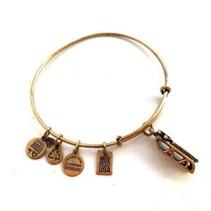 Alex and Ani Sled Charm Bracelet Gold Finish - Expands 2"- 3.5"